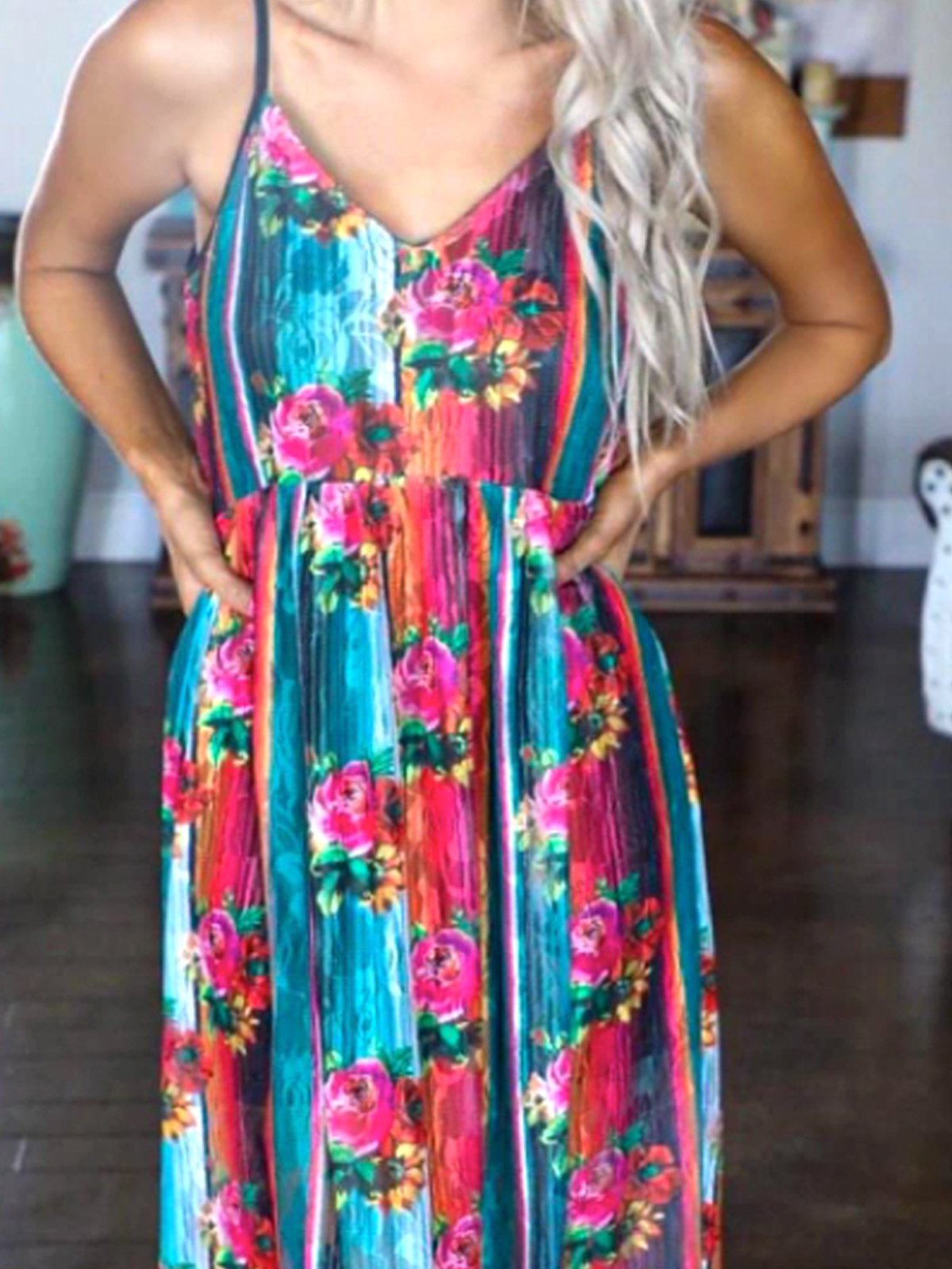 Casual Spaghetti Floral Dresses