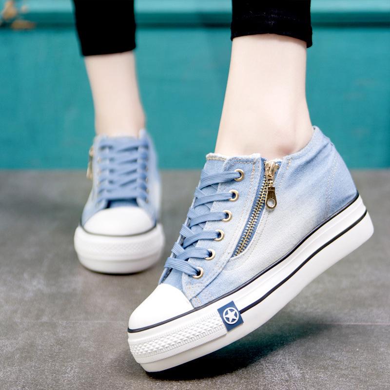 Women Denim Sneakers Casual Comfort Plus Size Shoes