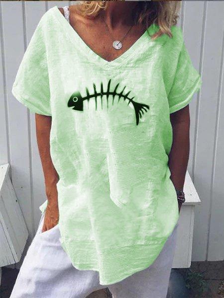 Simple & Basic Short Sleeve Cotton Shirts & Tops