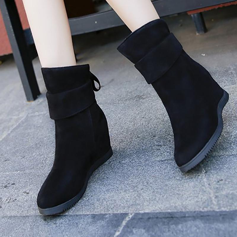Women Flocking Booties Casual Comfort Slip On Shoes
