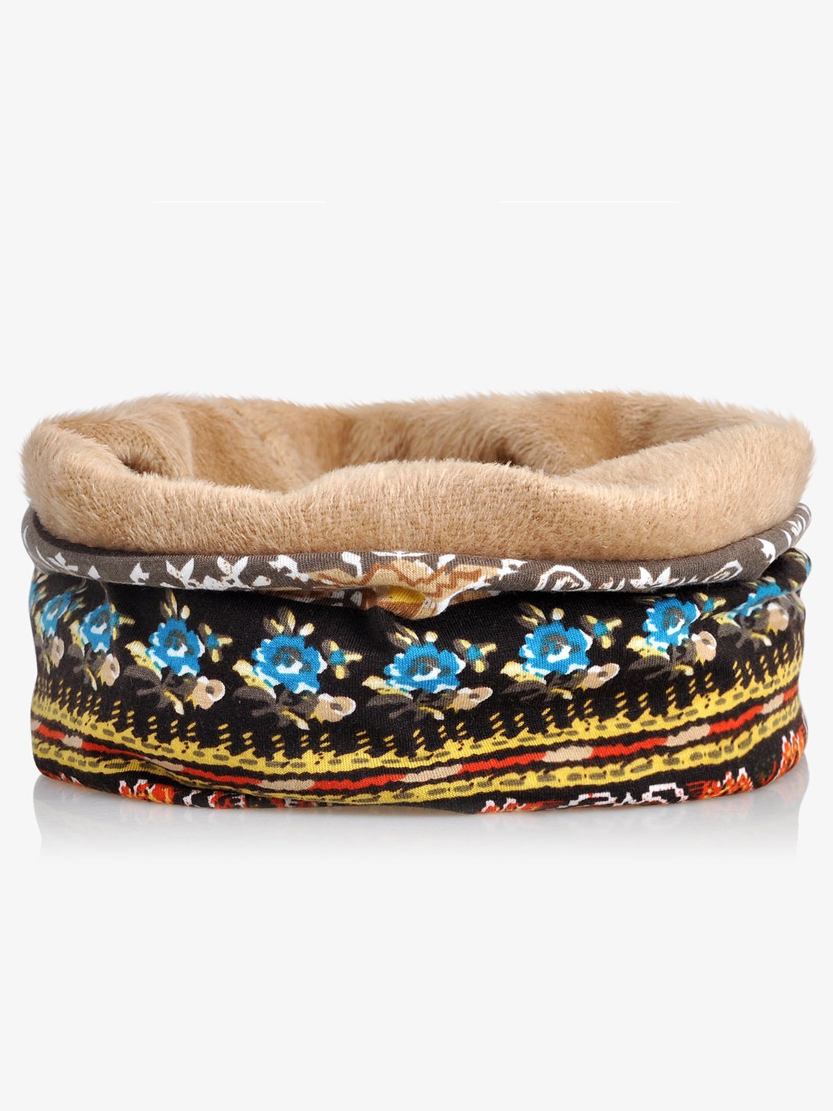 Retro Tribal Printed Cotton Fleece Dual Use Scarf Beanie Hat