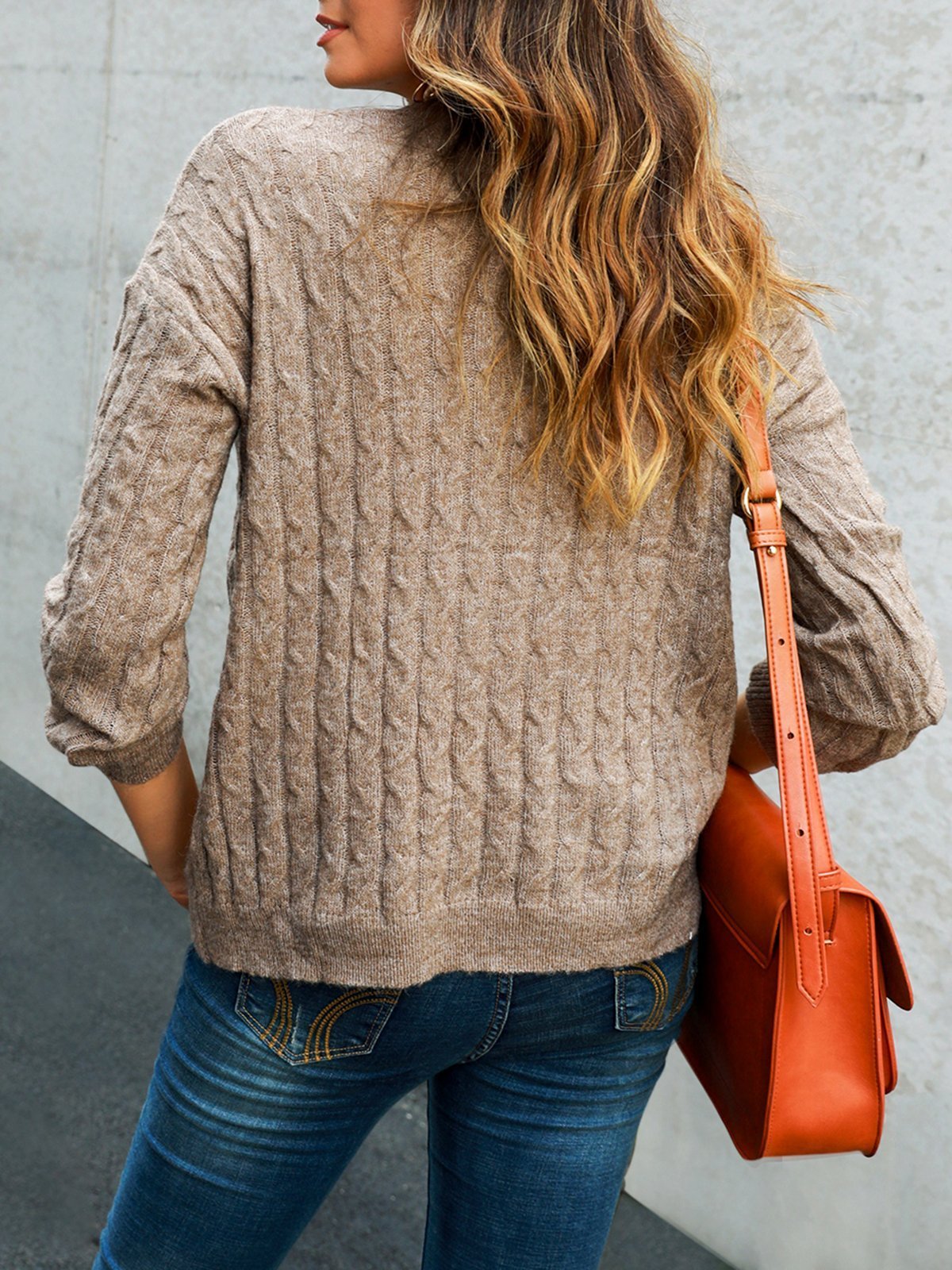 Sweet Crew Neck Knitted Knitted Sweater