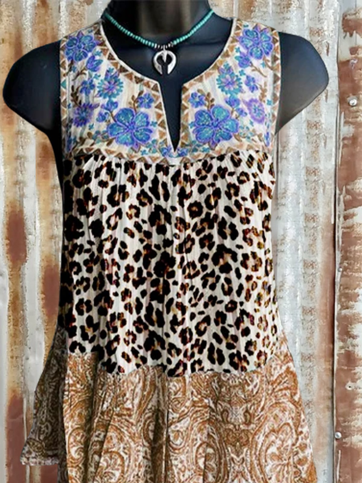 Casual Cold Shoulder Floral Paisley Leopard Tanks