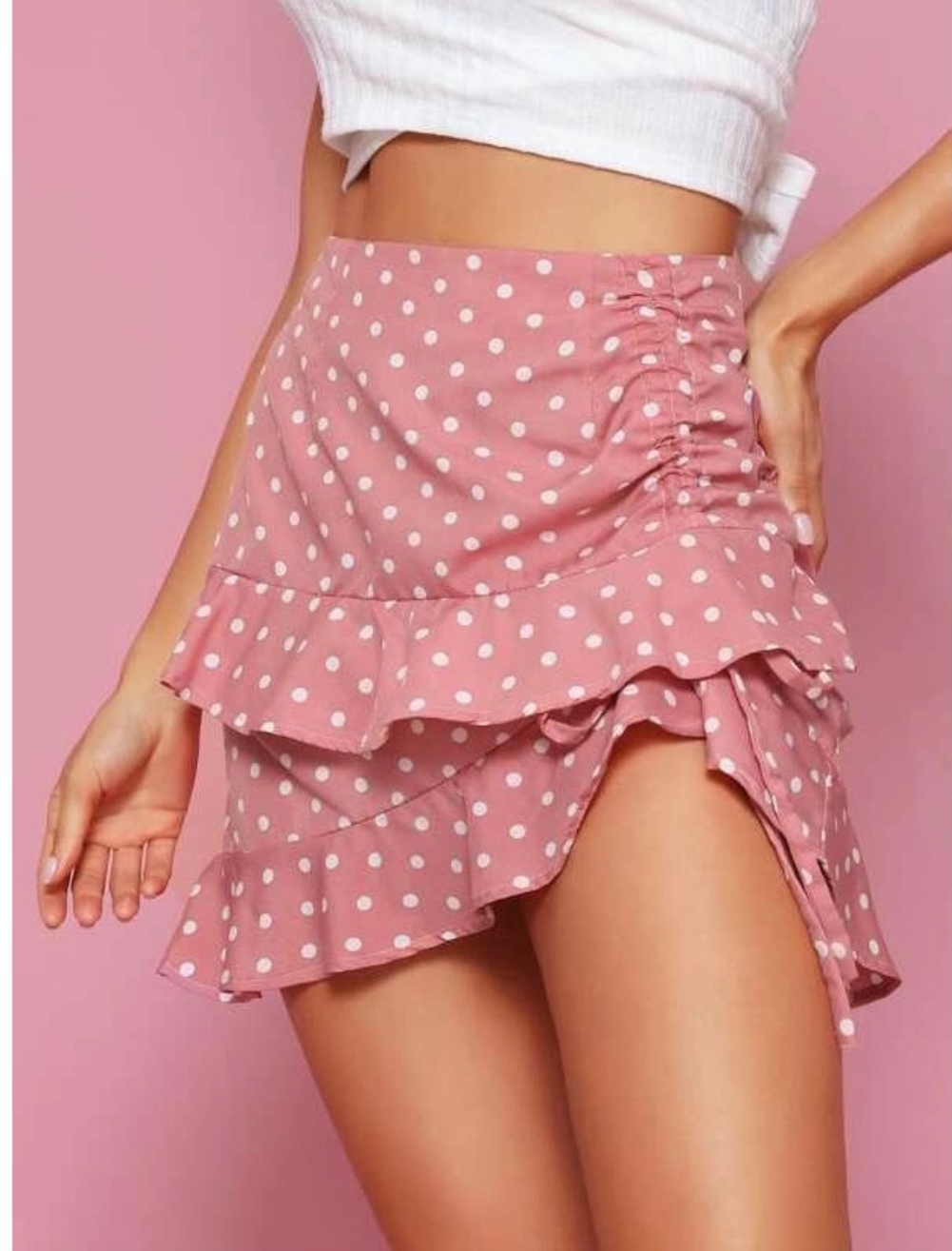 Summer High Waist Dot Ruffle Skirt