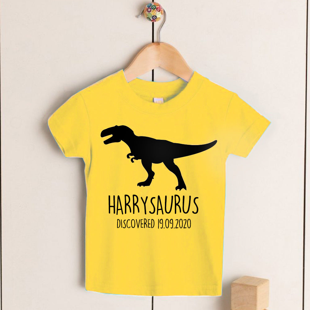 Personalised T-Rex Kids Dinosaur T-Shirt, Birthday Gift for Your Children