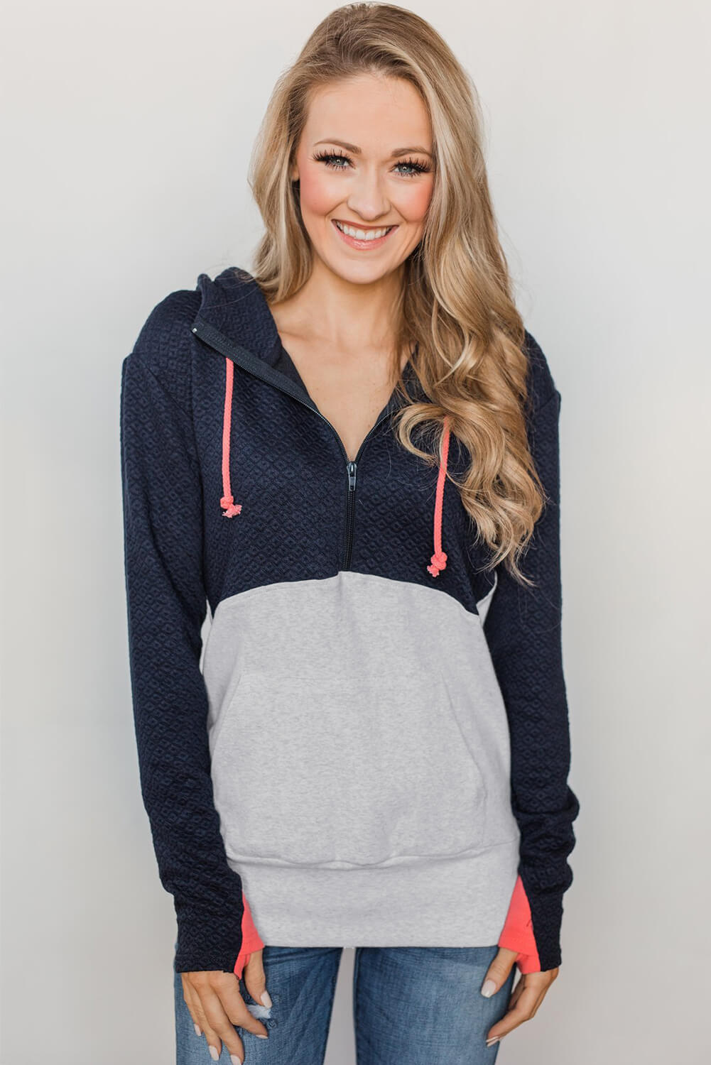 Multicolor Half-zip Quilted Ampersand Hoodie