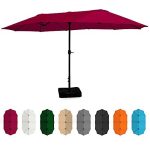 15Ft Patio Umbrella with Base & Crank, UV Sun Protection �C Red