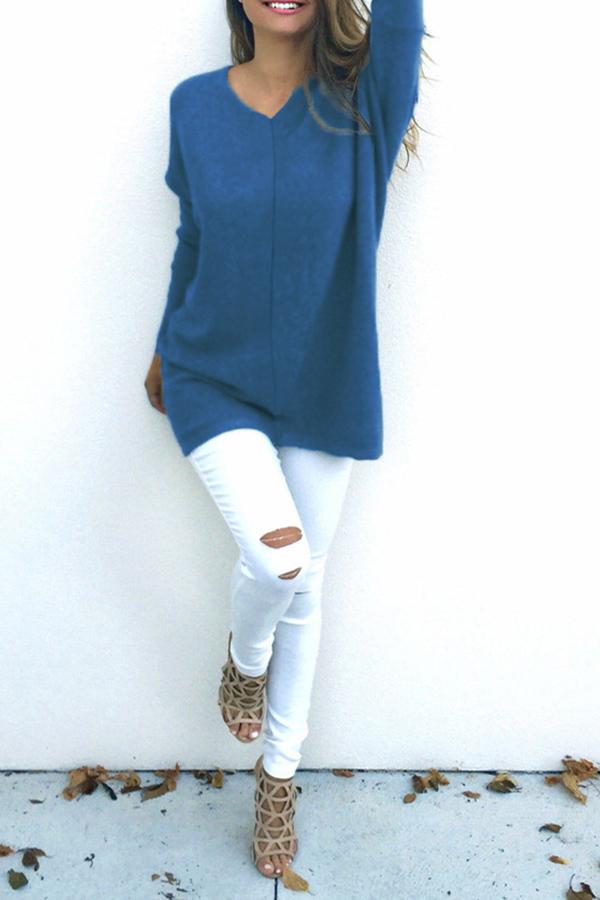 Fashion V-Neck Long Sleeve Women's Sweater