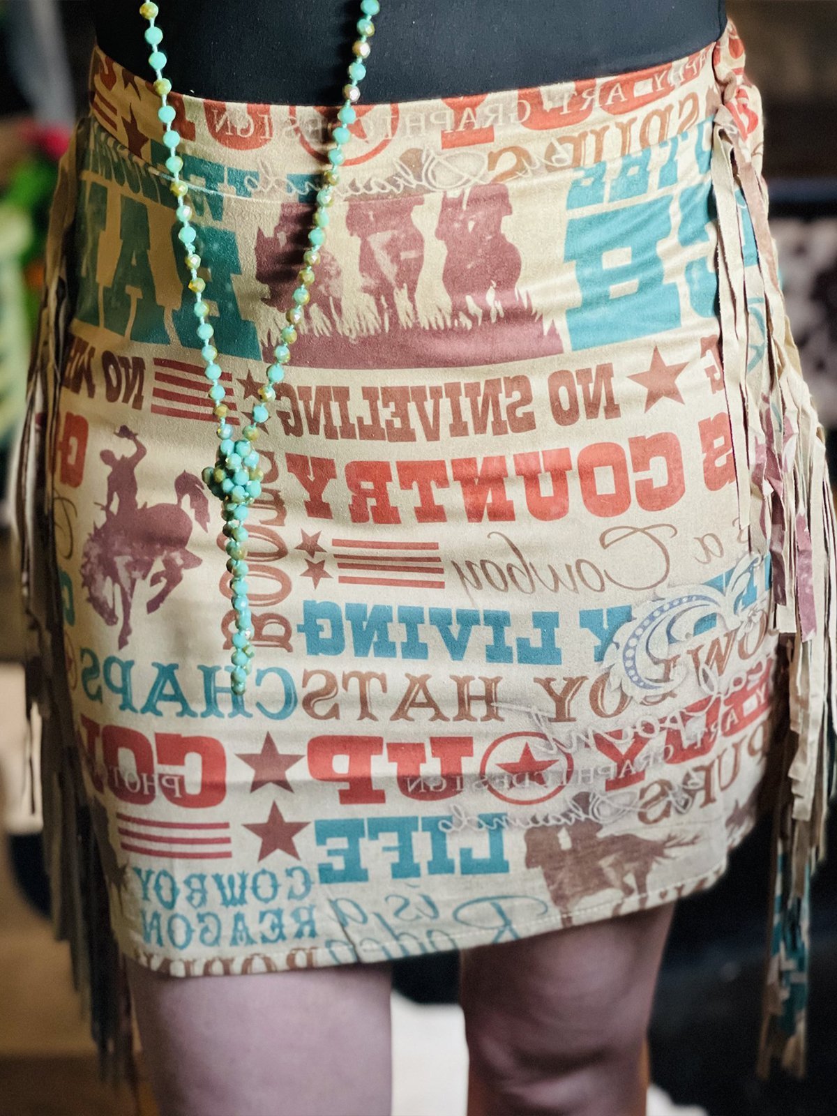 Cowgirl Jersey casual fringed skirt