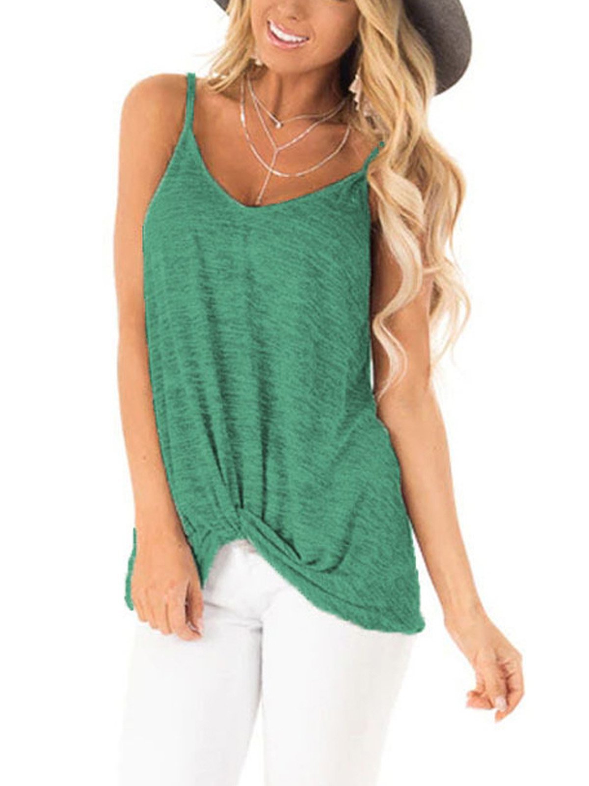 Cotton Casual Sleeveless Shirts & Tops