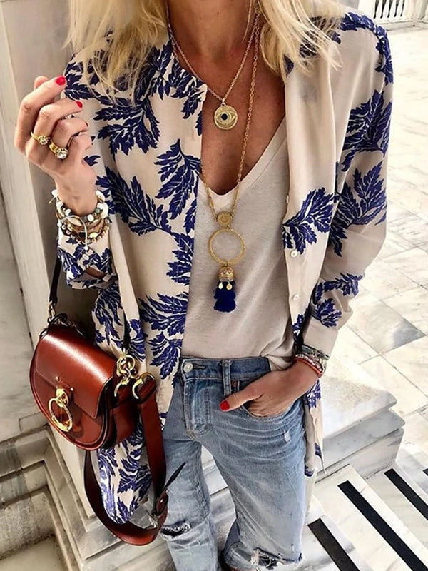 Casual Broken Flower Printing Long-Sleeved Cardigan