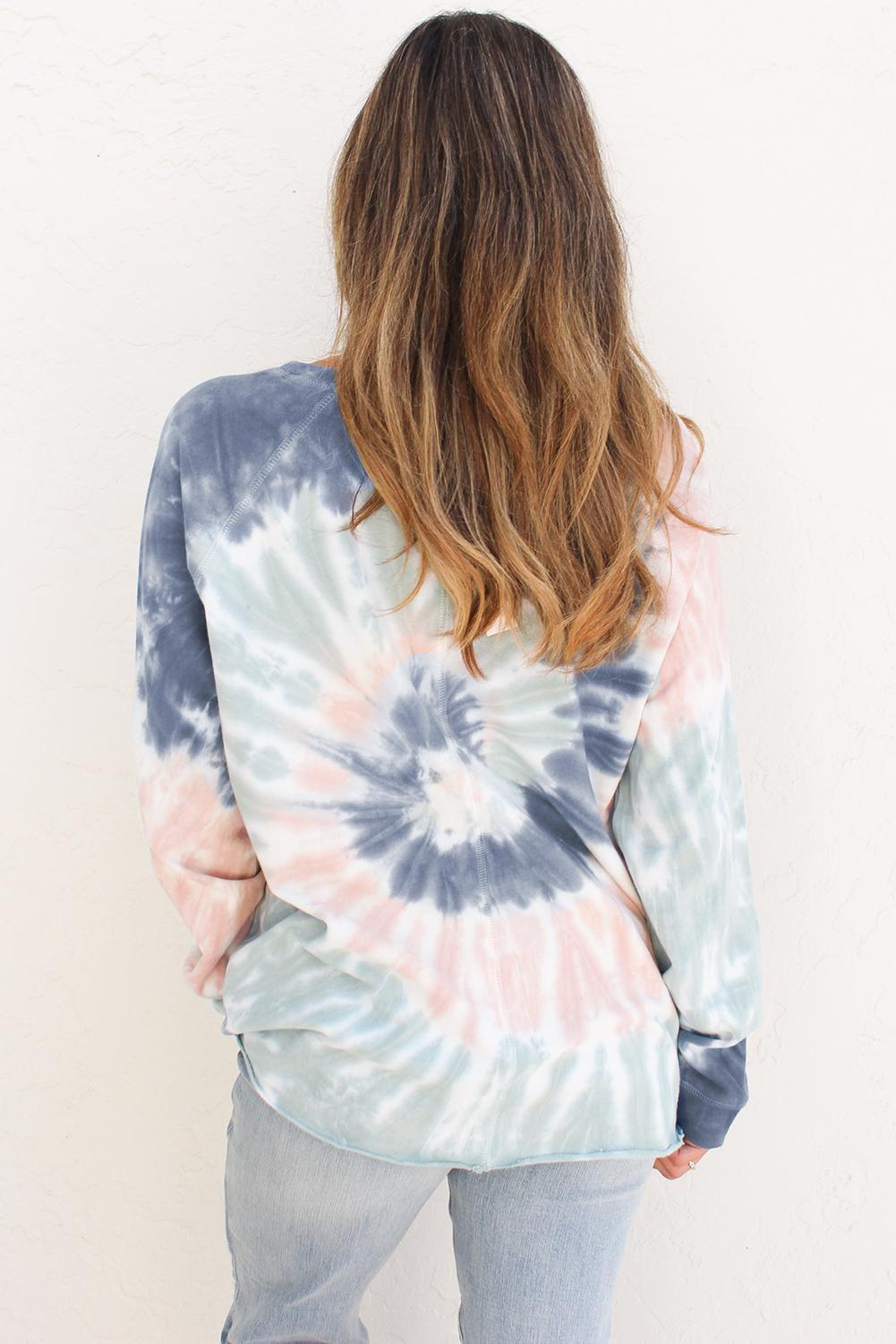 Multicolor Ombre Tie Dye Loose Leisure Sweatshirt