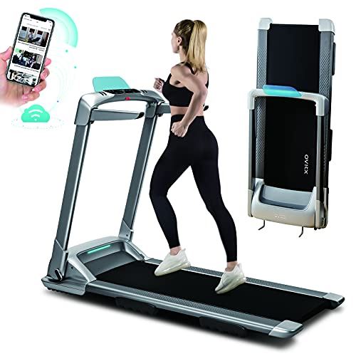 OVICX Q2S Folding Portable Treadmill Compact Walking Running Machine for Home Gym Workout Electric Foldable Treadmills with LED Display- Gray