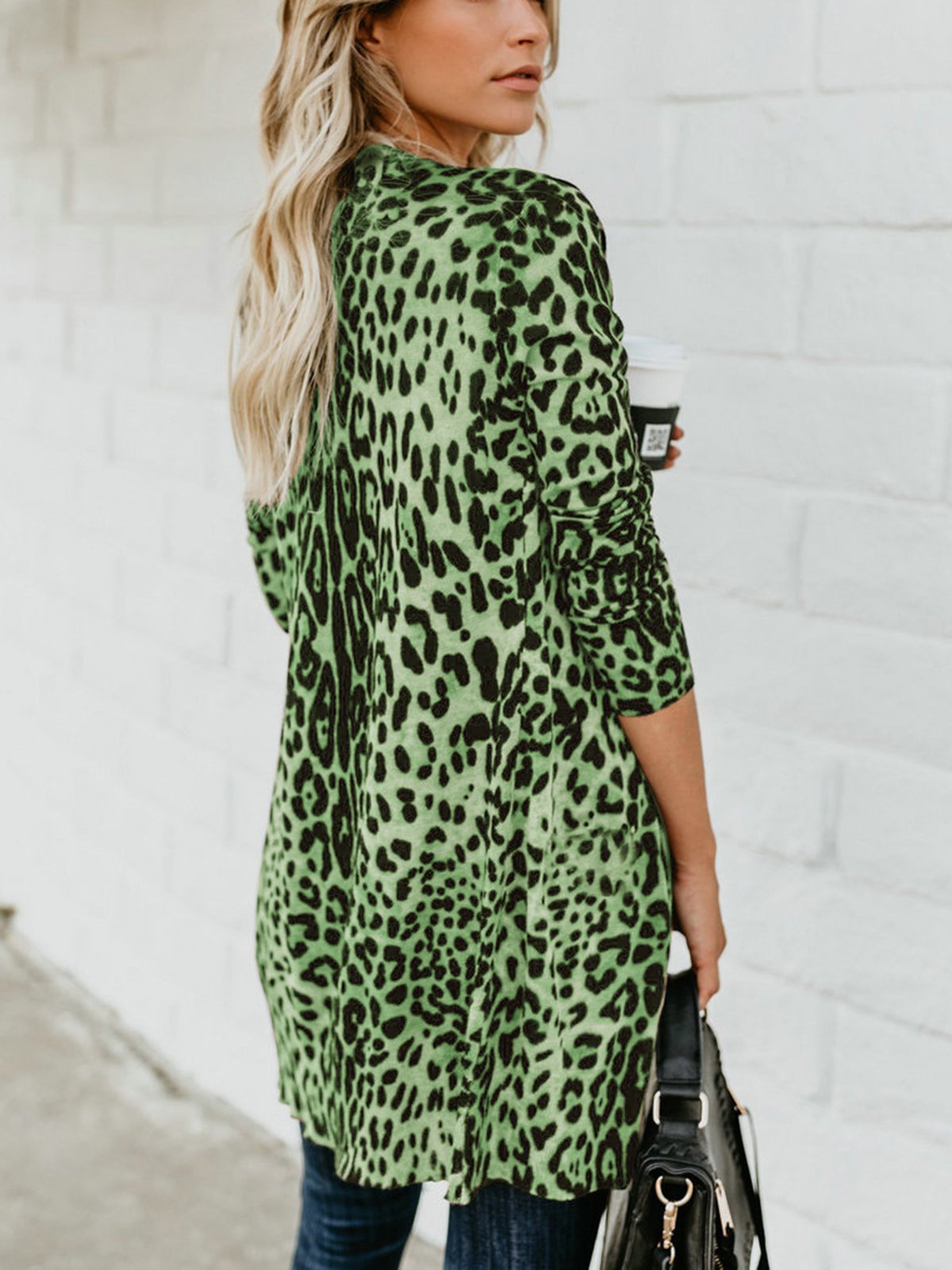 Leopard Buttoned Knitted Casual Quilted Cardigans