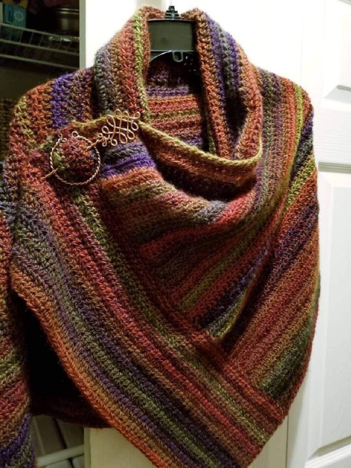 Orange Round Neck Cotton-Blend Vintage Scarves & Shawls