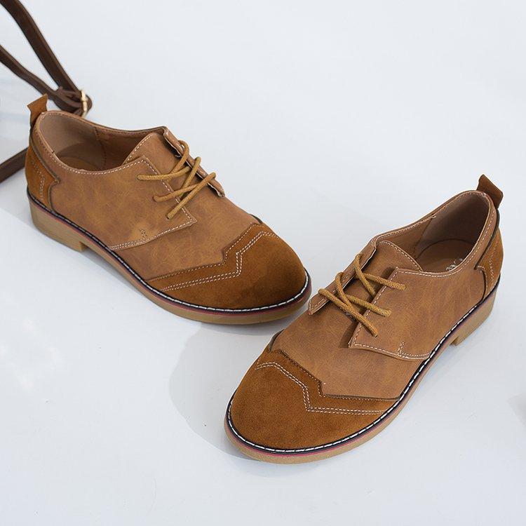 Women Artificial Leather Panel Casual Low Heel Flats