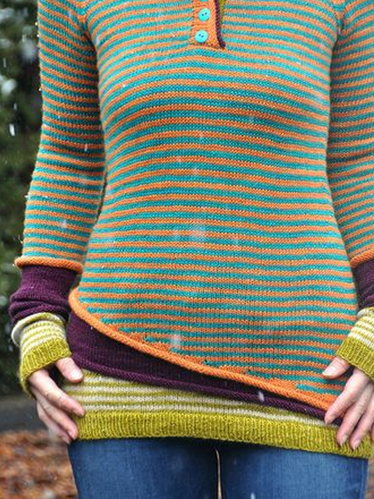 Green Crew Neck Wool Blend Long Sleeve Sweaters