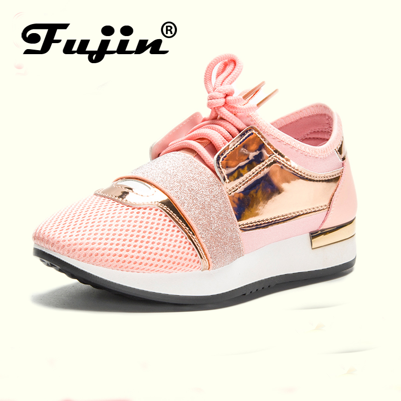 Fujin  Women Sneakers New 2019 Spring Fashion Pu Leather Platform shoes Ladies Trainers Chaussure Femme Women Casual Shoes