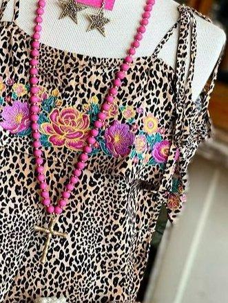 Leopard Vintage Sleeveless Shirts & Tops