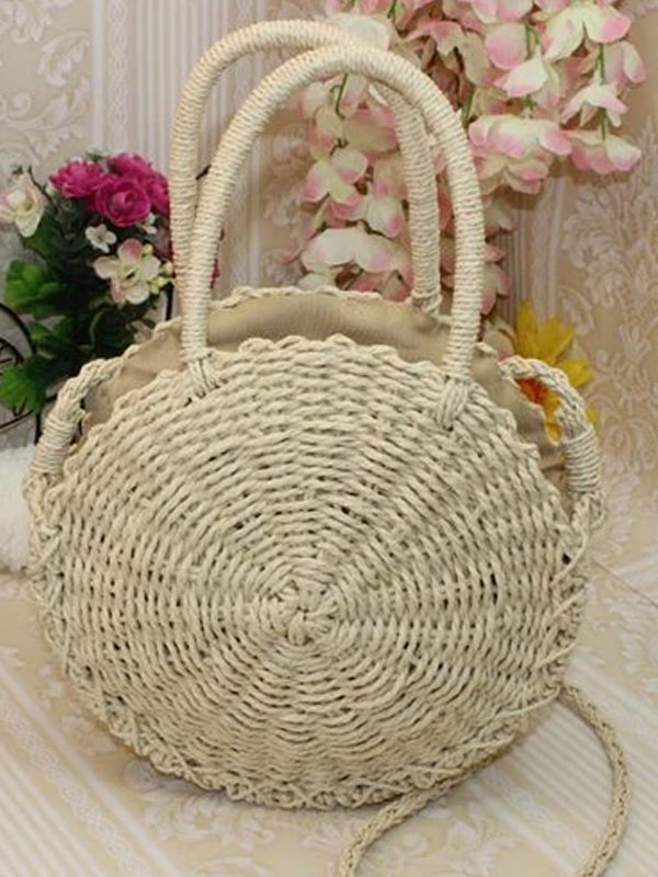 Women's Beach Zipper Woven Straw Sling Bag Handbag