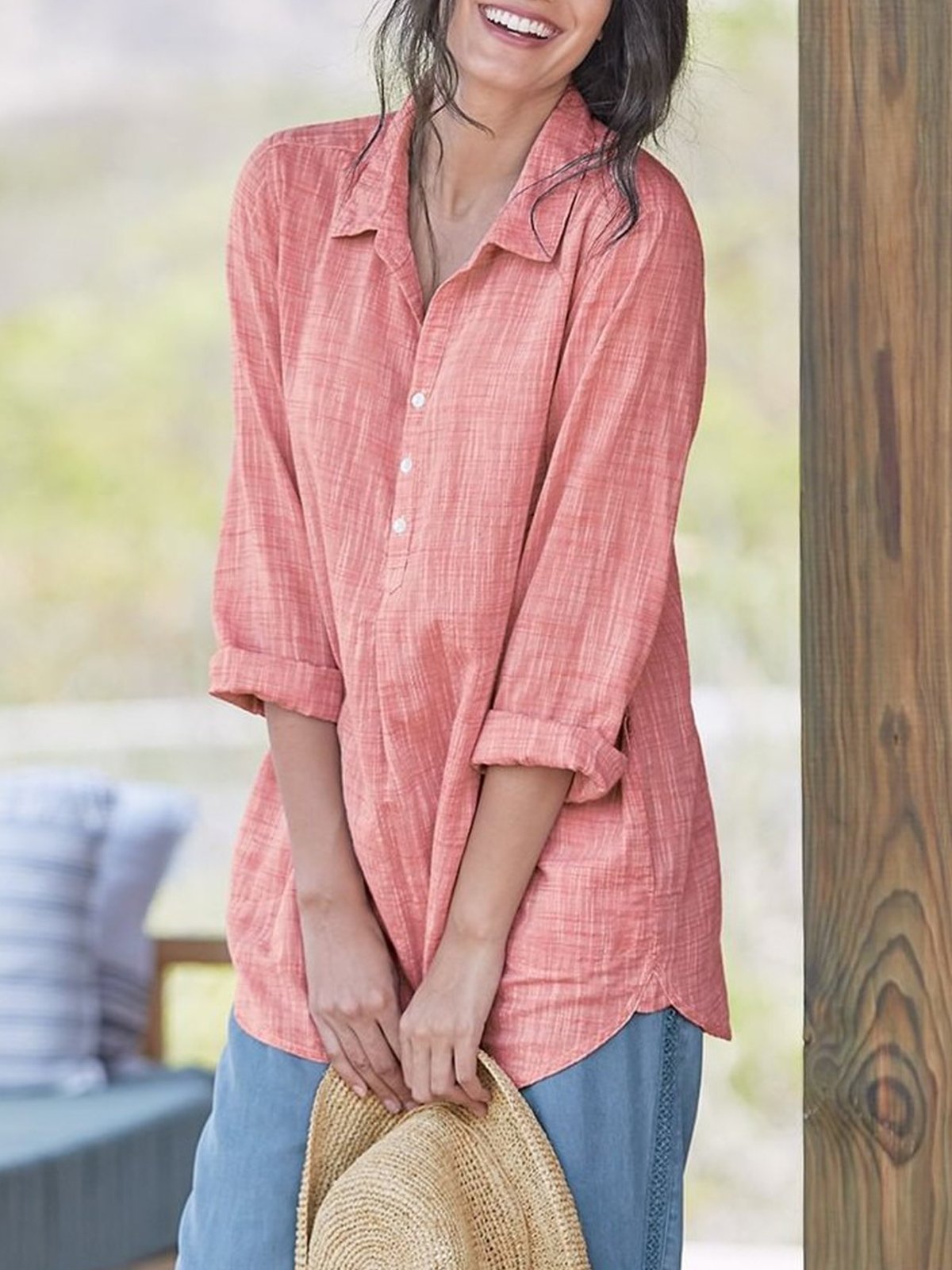 Bohemian large size cotton shirt