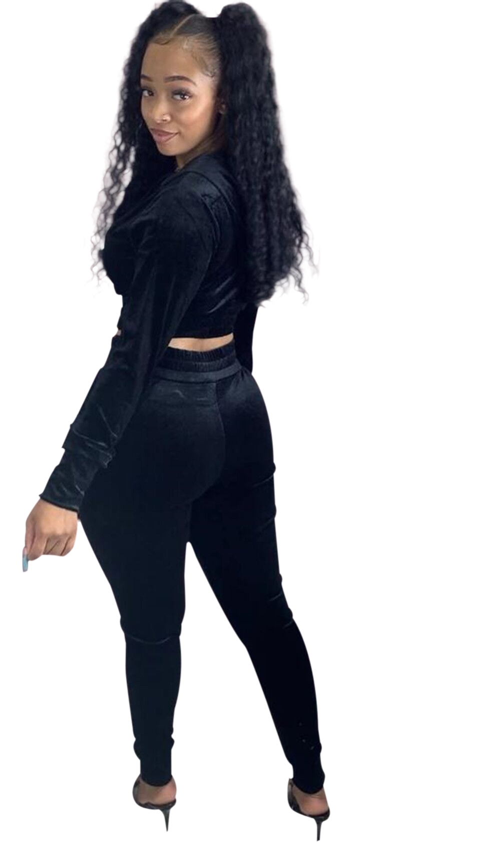 Velvet Plain Long Sleeve Tracksuit