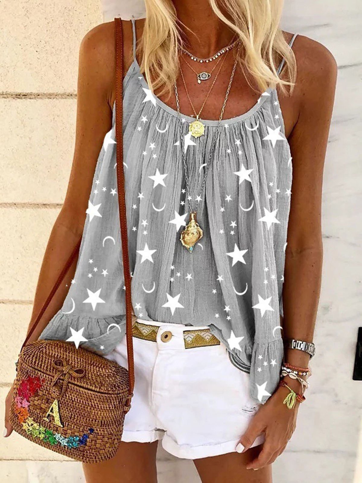 Sleeveless Printed Shirts & Tops