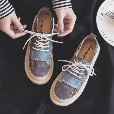 Pink Lace-up Platform Spring/Fall Suede Daily Flats