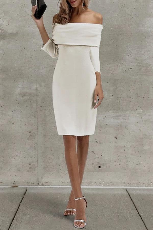 Sexy Off Shoulder Plain Bodycon Dress