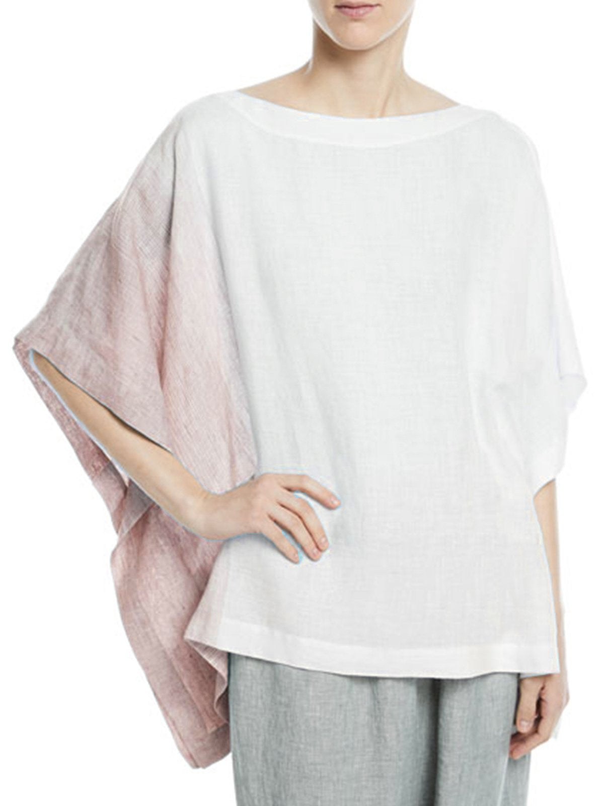 Plus Size Casual Half Sleeve Bat Sleeve Tops