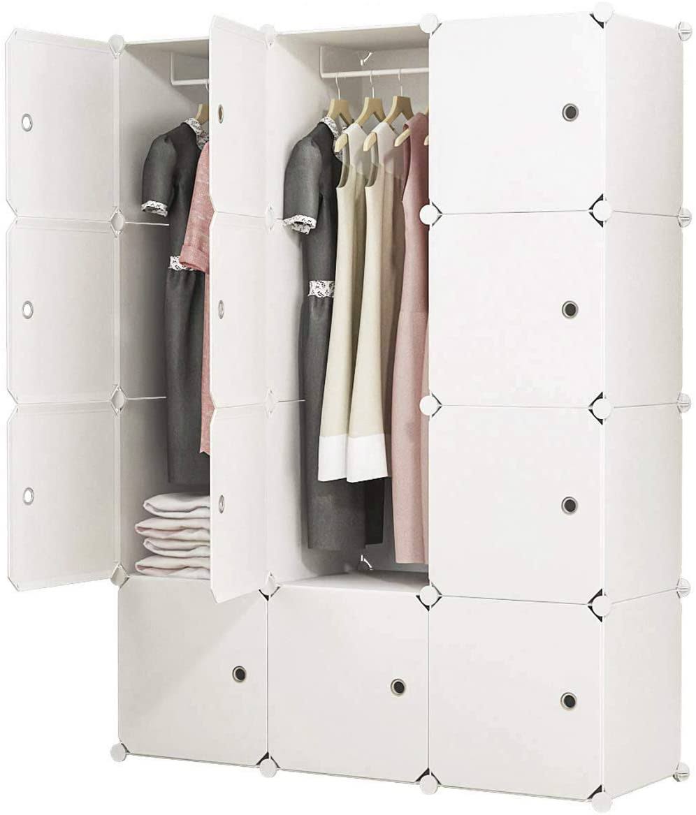 Portable Closet Clothes Wardrobe Modular Storage Organizer w/ Doors