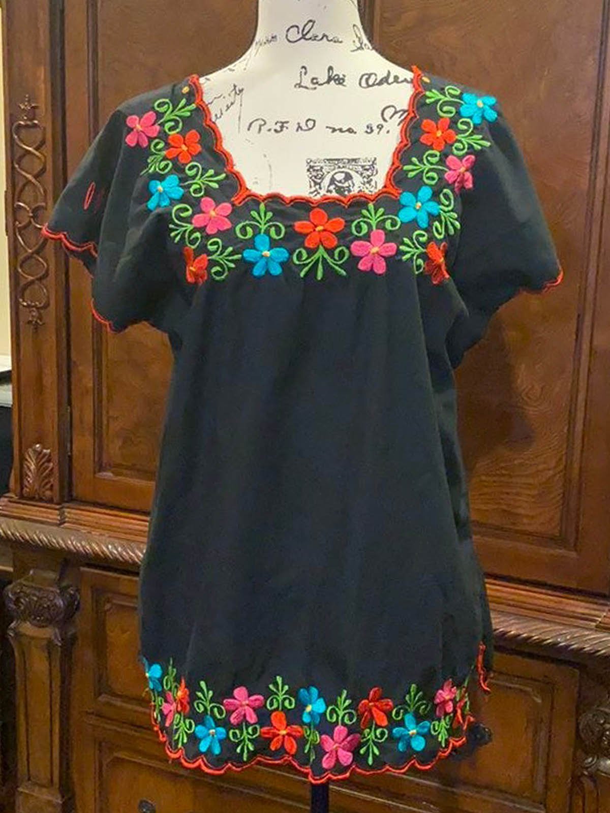 Floral Square Neck Short Sleeve Casual Shirts & Tops