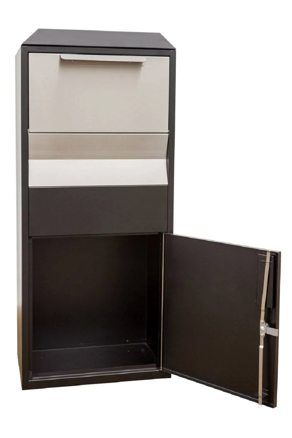 Qualarc Locking Parcel Drop Box in Black with Stainless Steel