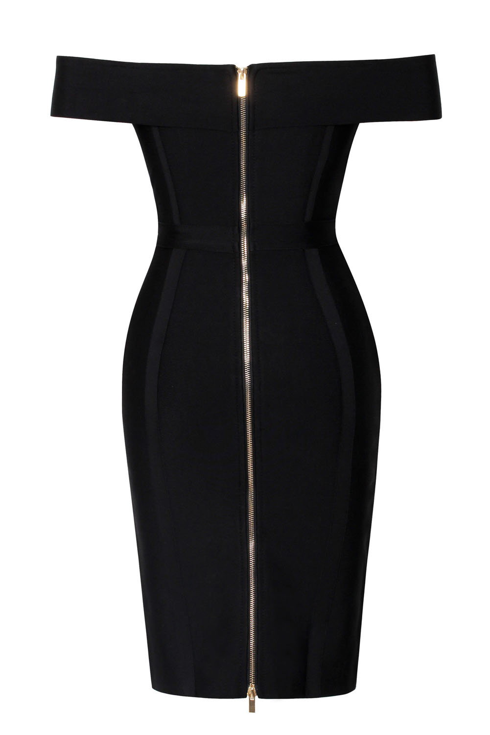 Gold Chain Crisscross Lace up Black Bandage Dress
