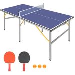 6ft Foldable Table Tennis Table & Portable Ping Pong Table Set for Indoor & Outdoor
