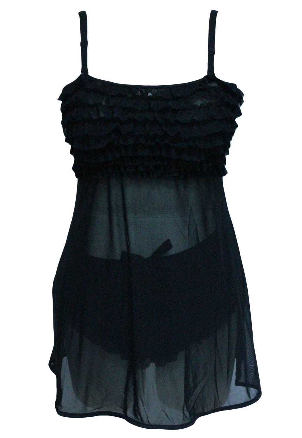 Black Tickled Ruffle Babydoll Set