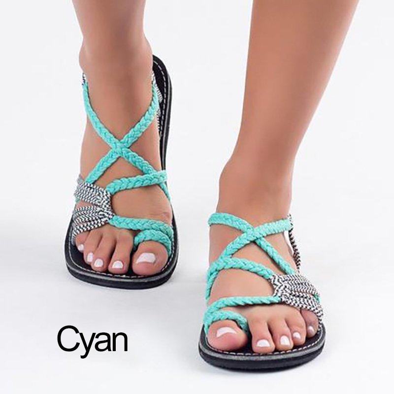 2018 Summer Handmade Breathable Bandage Beach Flat Sandals