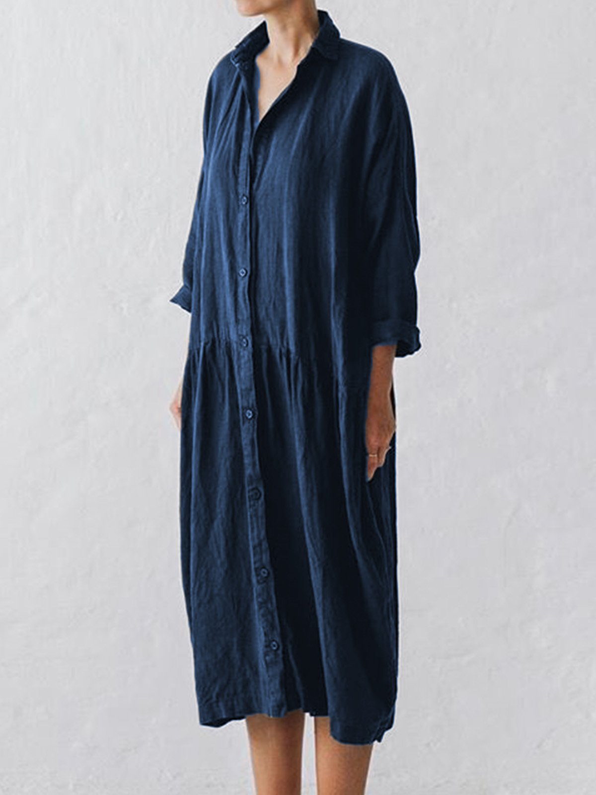 Women Over Sized Linen Dress Shirt