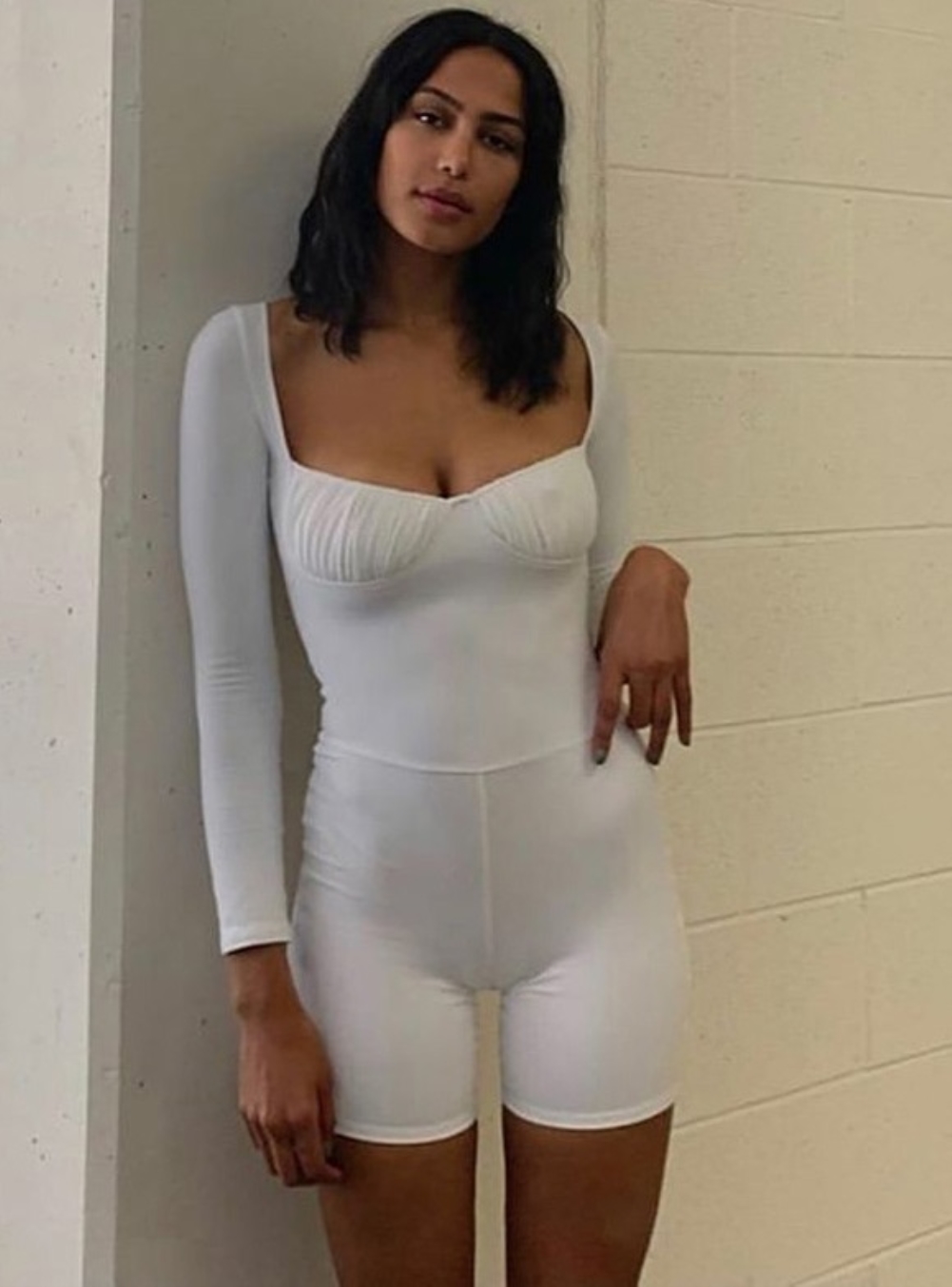 Long Sleeve Square Fitness Rompers