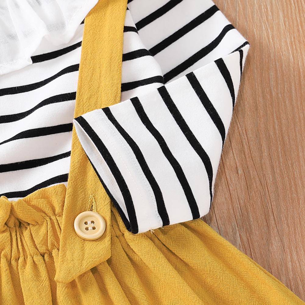 Kids Girl Print Long Sleeve Shirt and Bib Skirts