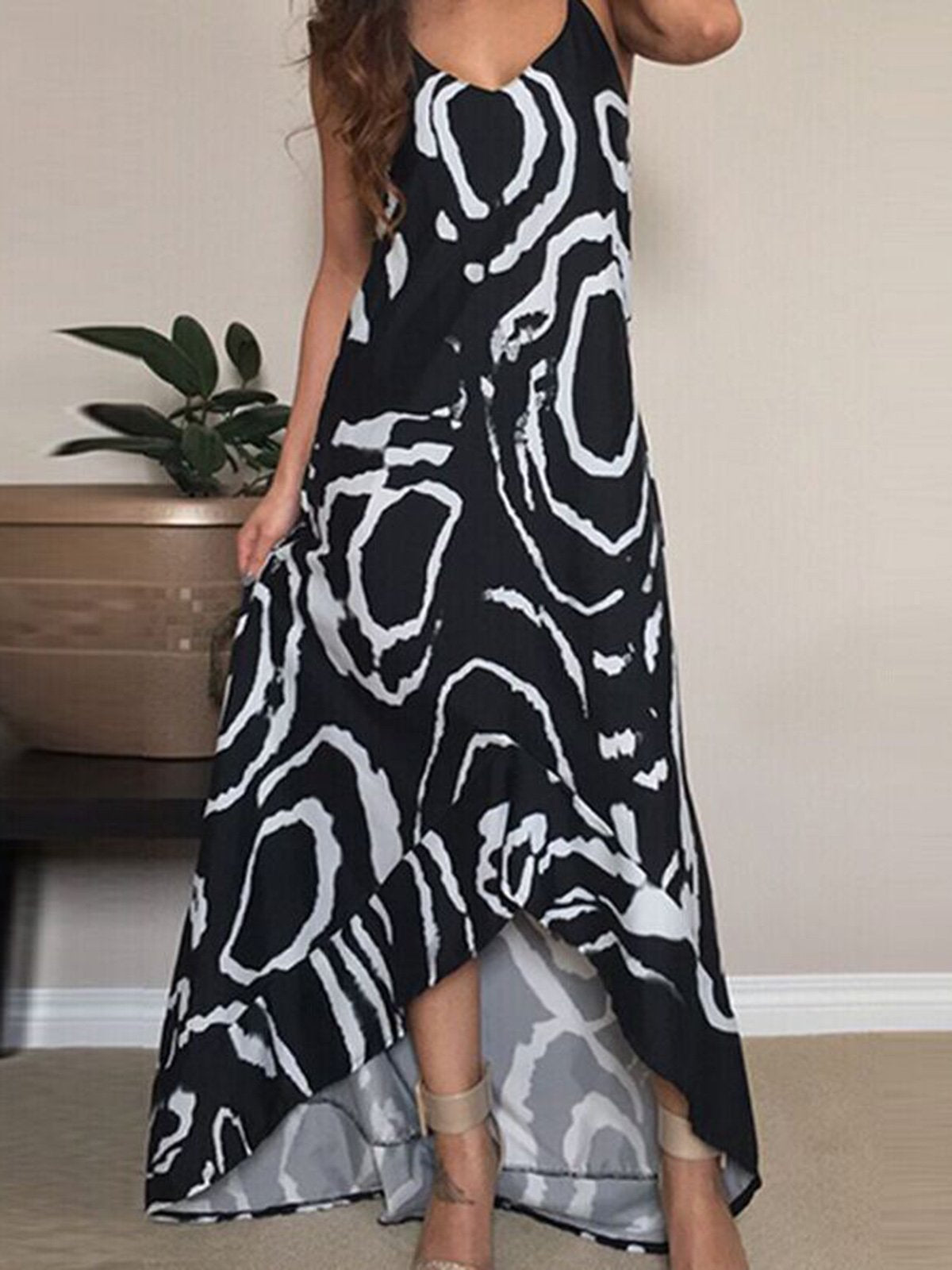 Women Holiday Printed Plus Size Maxi Dress