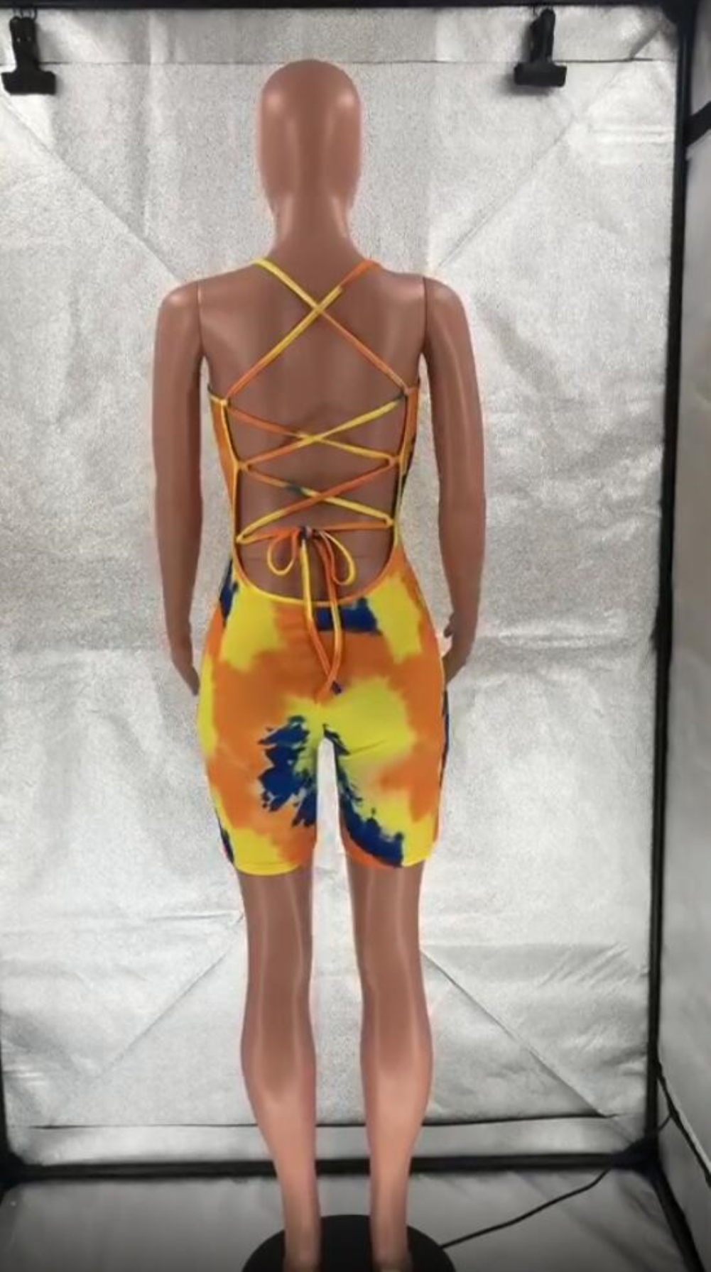 Open Back Sexy Tie Dye Bodycon Rompers