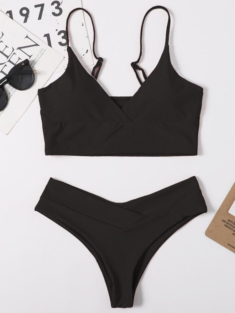Solid Bralette Bikini Swimsuit