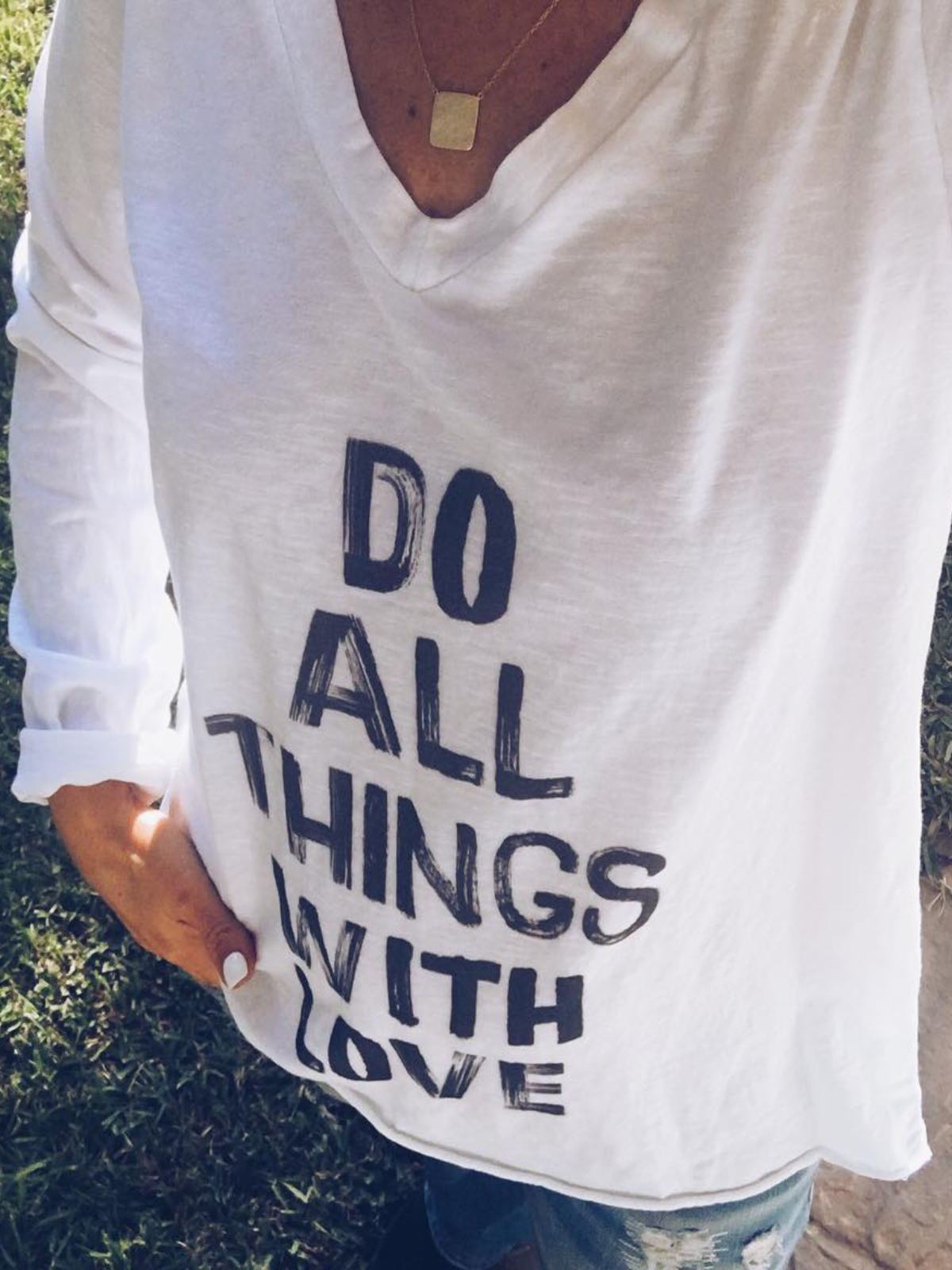 Plus Size Casual V Neck Long Sleeve Tops