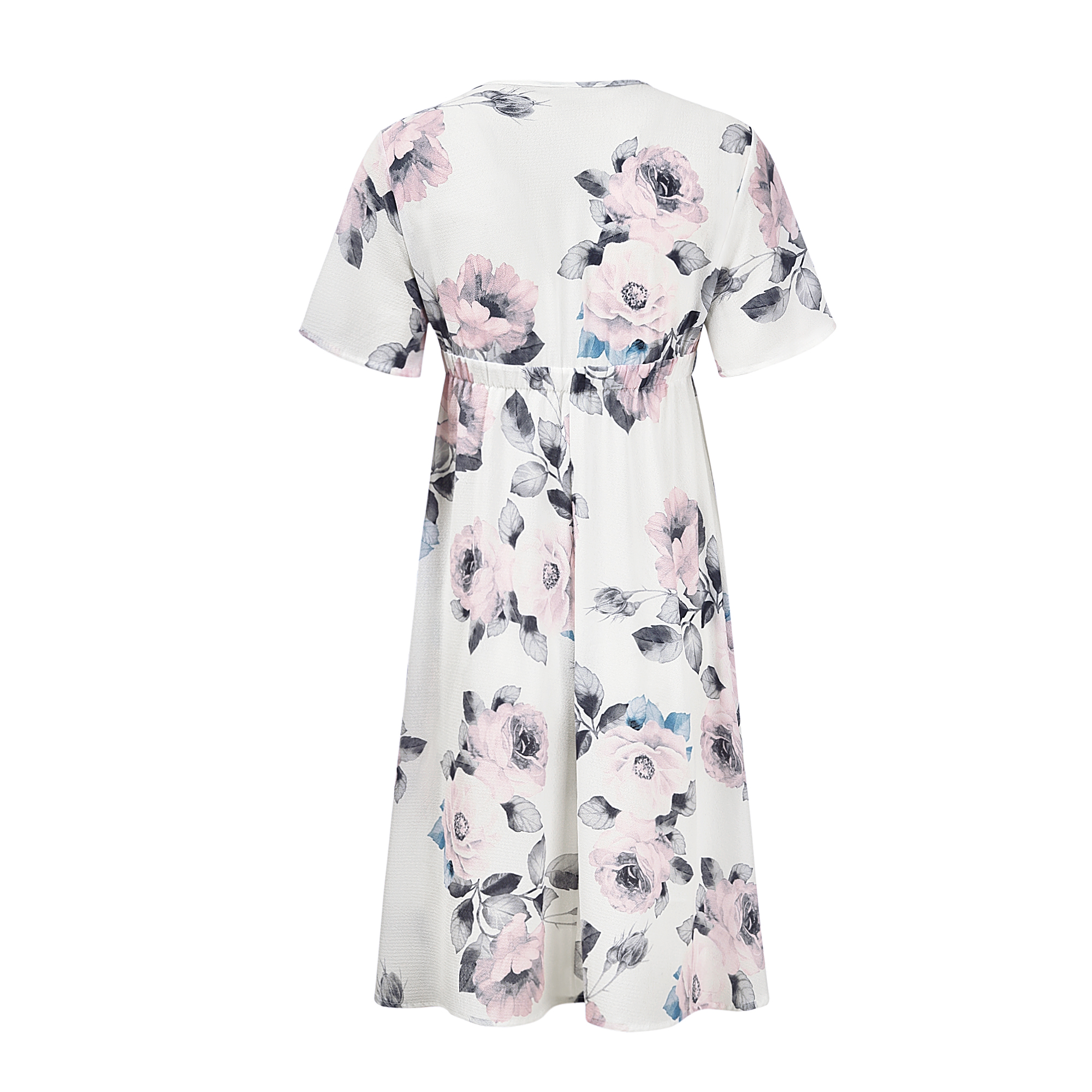 Print Flower High Waist Casual Dress