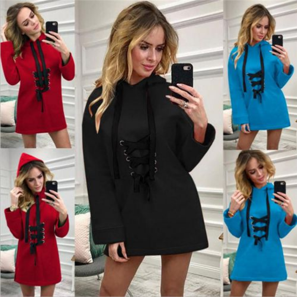 Solid Hoodie Lace Long Sleeve Vintage Hoodies