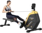 JKANGFIT Folding Rowing Machine �C Rowing Machines for Home Use Indoor Magnetic Rower for Full Body Exercise- Black & Yellow