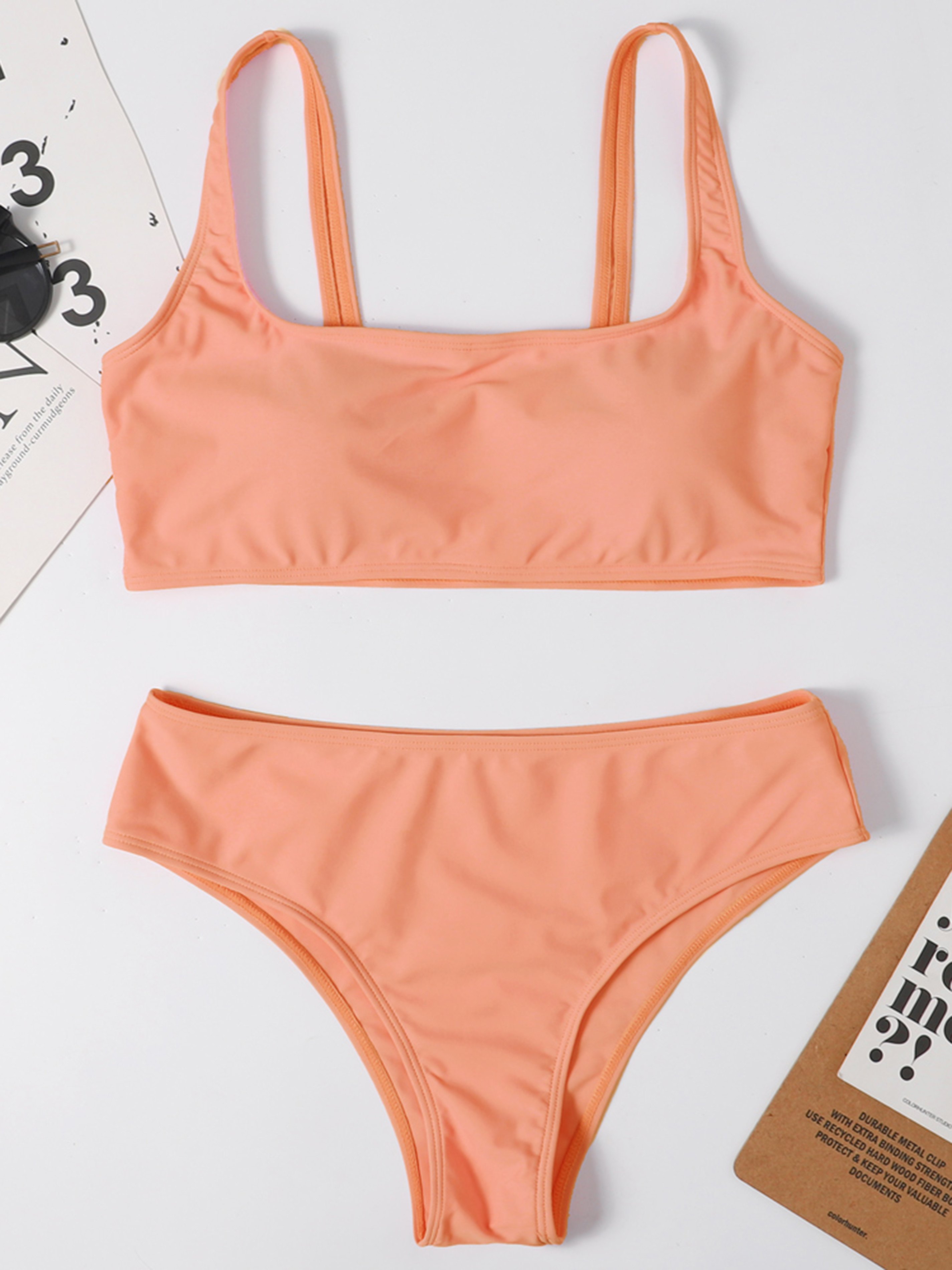 Simple Solid High Rise Bikini