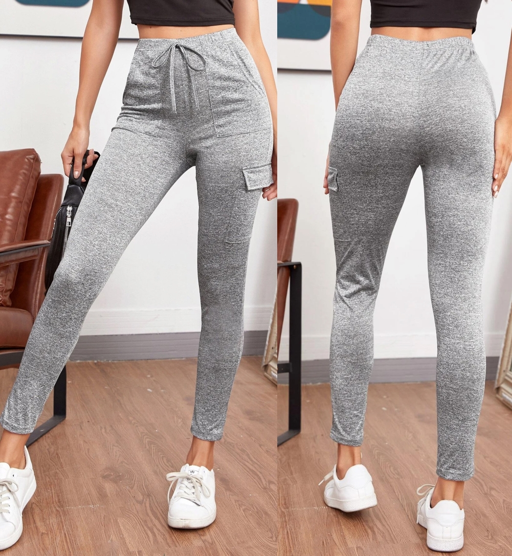 Gray High Waist Pocket Jogging Pants