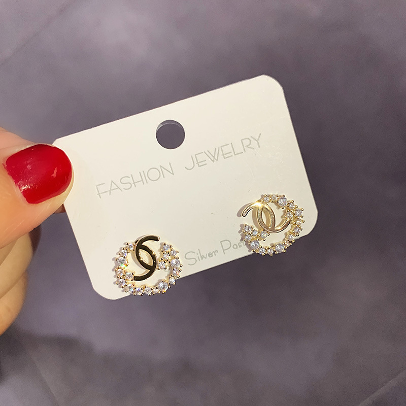 韩国S925银针小清新耳环百搭气质心形珍珠耳饰个性防过敏耳钉批发